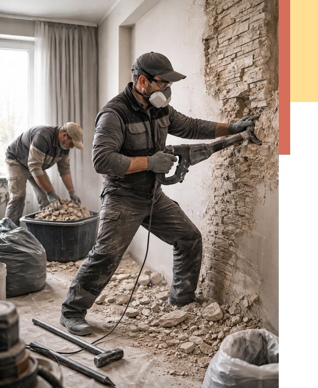 Демонтаж декоративного камня в Хабаровске от 1492 руб/м² — быстро и недорого | ОТДЕЛОЧНИК-Хбр