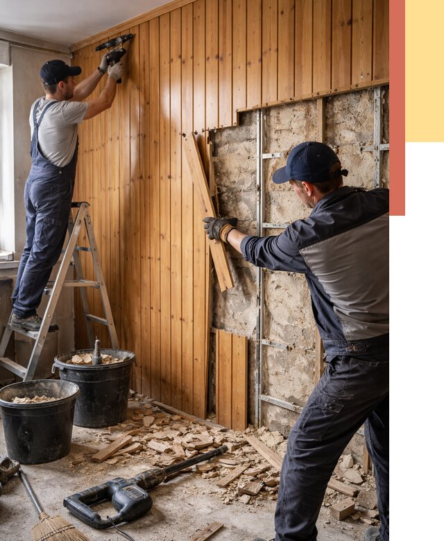 Демонтаж вагонки со стен в Хабаровске от 1492 руб. — снятие, удаление, срочно | ОТДЕЛОЧНИК-Хбр