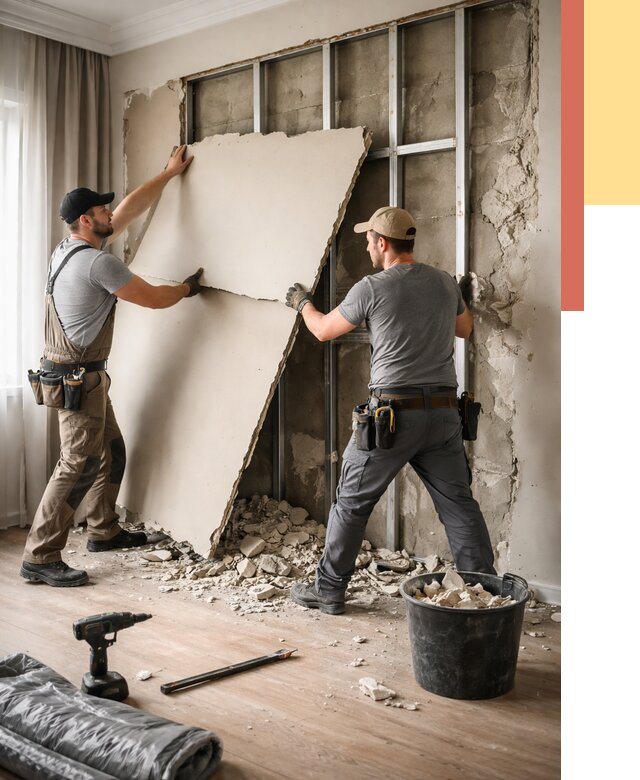 Демонтаж гипсокартона со стен в Хабаровске от 360 руб. — услуги демонтажа | ОТДЕЛОЧНИК-Хбр