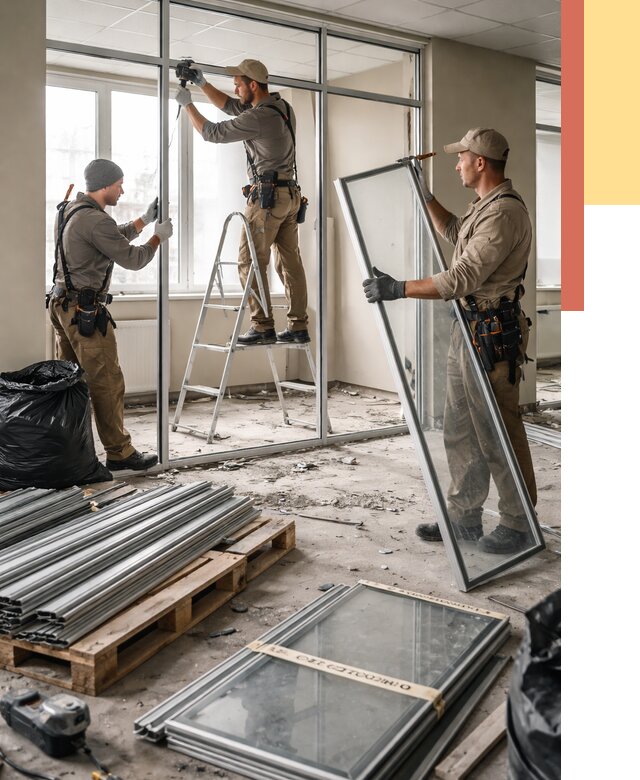 Демонтаж алюминиевых перегородок в Хабаровске от 4321 руб. — быстро и недорого | ОТДЕЛОЧНИК-Хбр