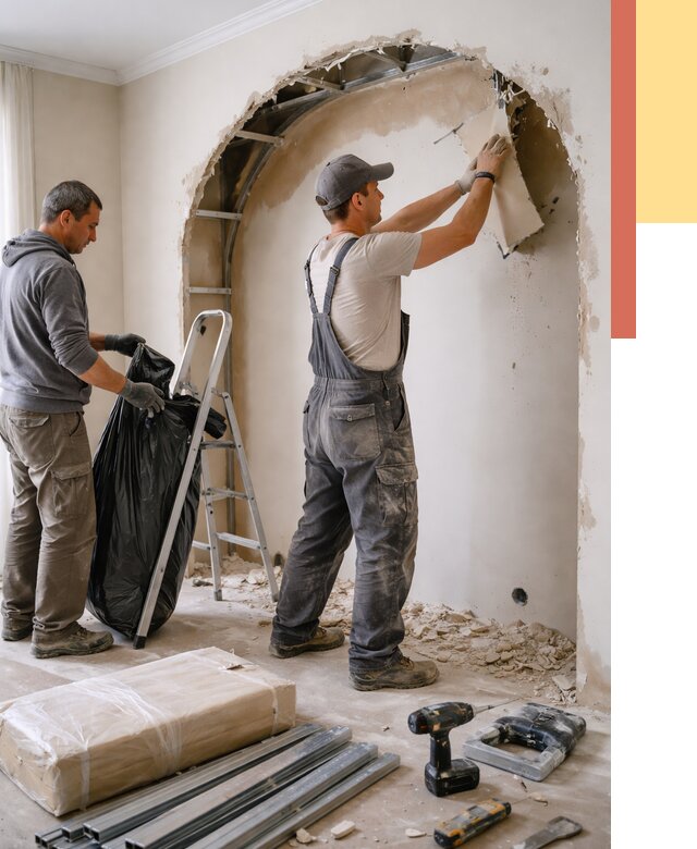 Демонтаж арки из гипсокартона в Хабаровске от 3601 руб. — услуги под ключ | ОТДЕЛОЧНИК-Хбр