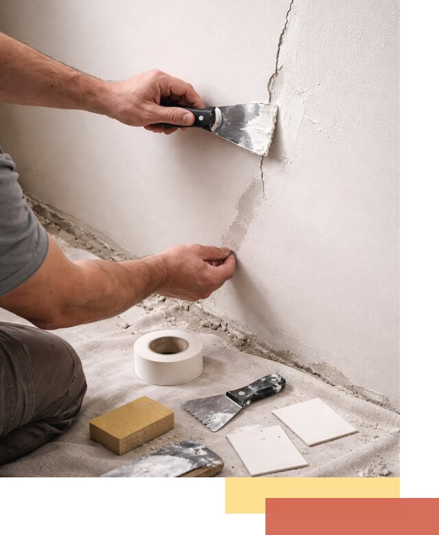 Заделка трещин и сколов в стенах и потолках в Хабаровске