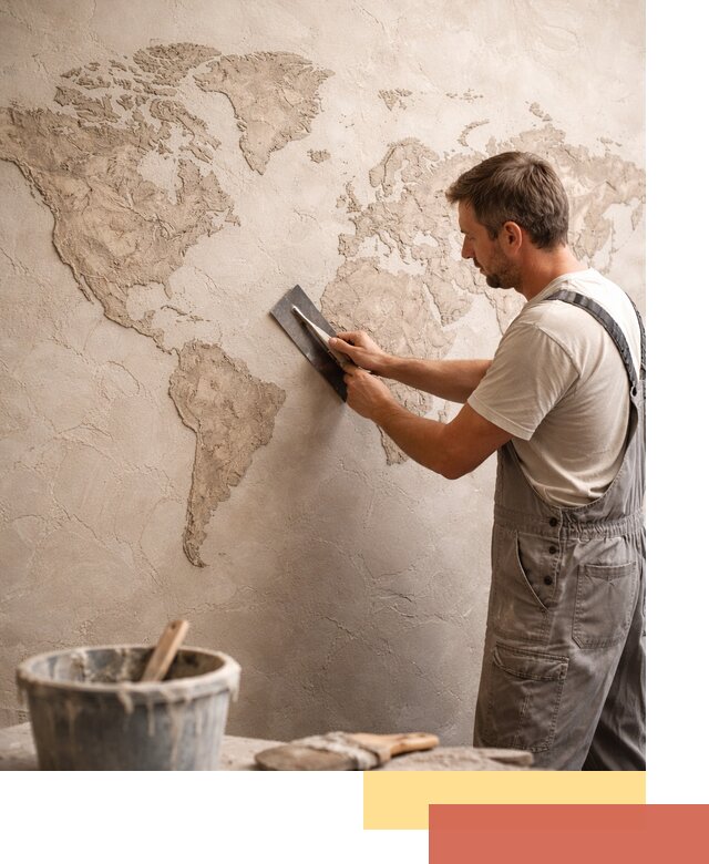 Декоративная штукатурка «Карта мира» под ключ в Хабаровске