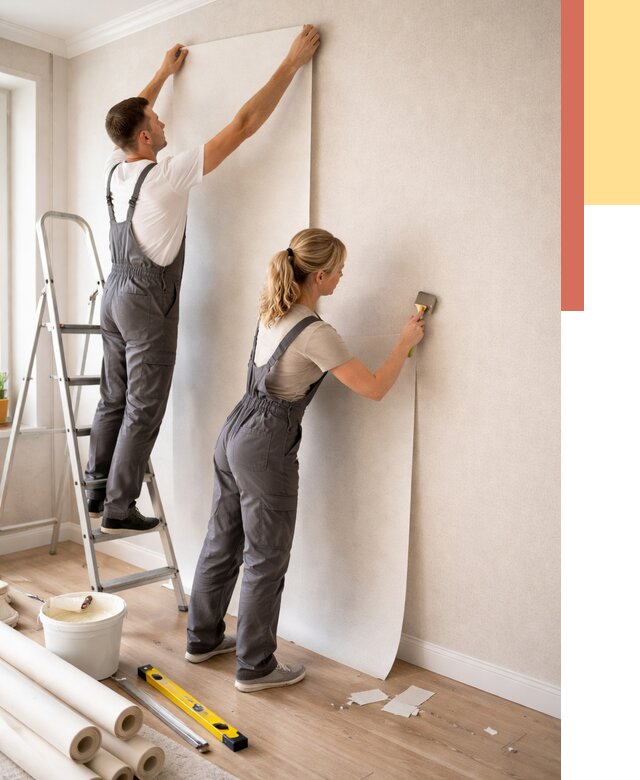 Поклейка флизелиновых обоев в Хабаровске от 6173 руб. | Быстро и недорого — ОТДЕЛОЧНИК-Хбр