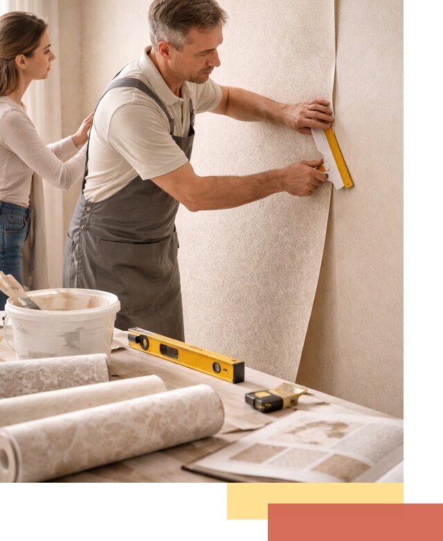 Поклейка обоев с подбором рисунка в Хабаровске