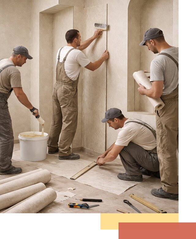 Поклейка обоев на сложные стены и неровные поверхности в Хабаровске