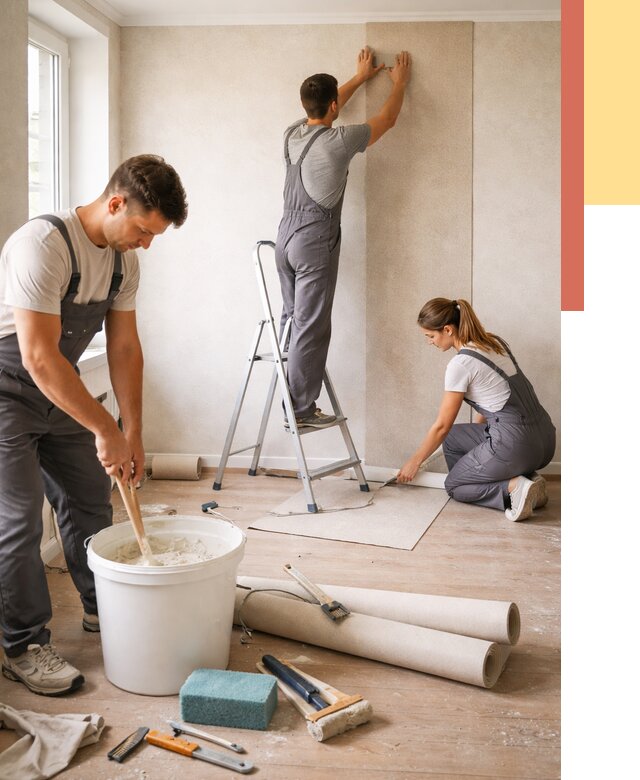 Оклейка стен обоями в Хабаровске от 3601 руб/м2 — быстро и недорого | ОТДЕЛОЧНИК-Хбр