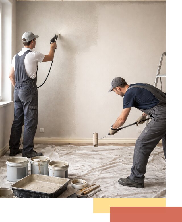 Покраска стен моющейся краской и защита поверхностей в Хабаровске