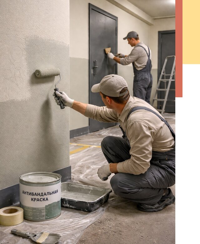 Покраска стен антивандальной краской в Хабаровске от 4630 руб./м² под ключ | ОТДЕЛОЧНИК-Хбр