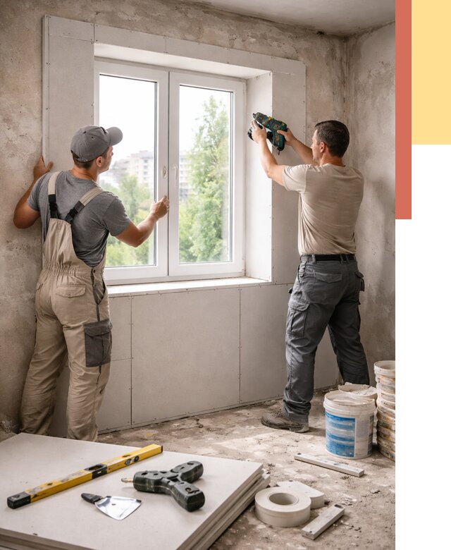 Монтаж откосов из гипсокартона в Хабаровске от 4630 руб. под ключ | ОТДЕЛОЧНИК-Хбр