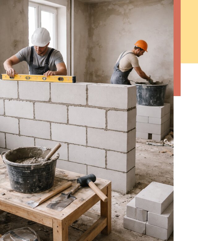 Кладка перегородок из газобетона в Хабаровске от 3292 руб. под ключ | ОТДЕЛОЧНИК-Хбр