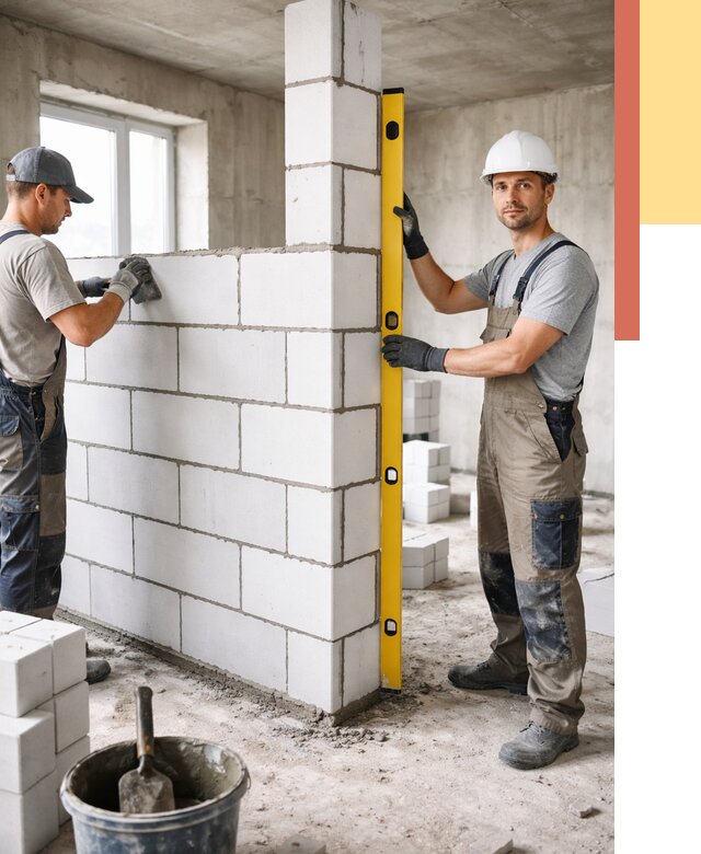 Кладка перегородок из пеноблока в Хабаровске от 1852 руб. под ключ | ОТДЕЛОЧНИК-Хбр