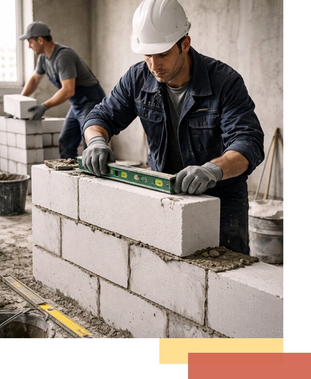 Кладка перегородок из пеноблока под ключ в Хабаровске