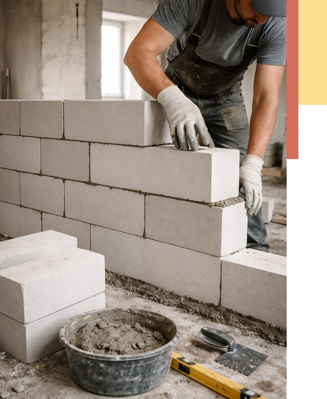 Кладка перегородок из силикатного блока в Хабаровске от 4115 руб. под ключ | ОТДЕЛОЧНИК-Хбр