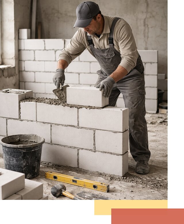 Кладка перегородок из силикатного блока в Хабаровске