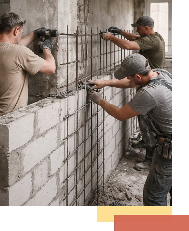 Армирование кладки перегородок в Хабаровске профессионально и надёжно