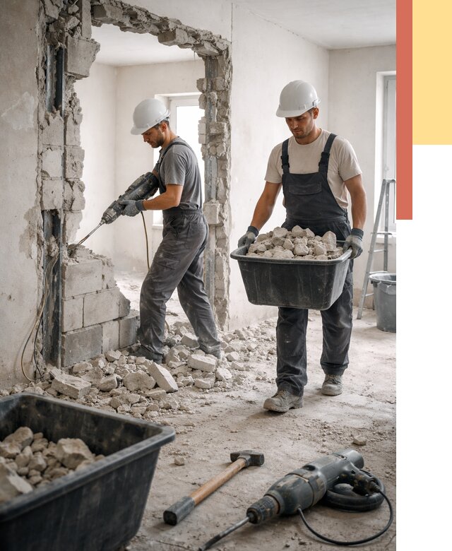 Демонтаж блоковых перегородок в Хабаровске от 3858 руб. — быстро и недорого | ОТДЕЛОЧНИК-Хбр