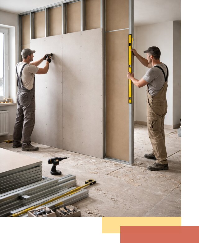 Зонирующая перегородка из гипсокартона под ключ в Хабаровске