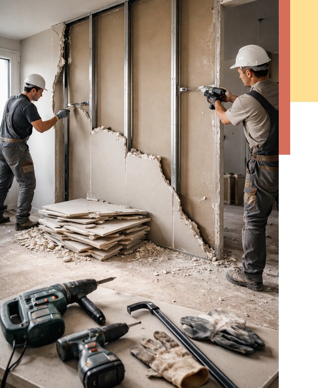 Демонтаж перегородки из гипсокартона в Хабаровске от 1235 руб. быстро и недорого | ОТДЕЛОЧНИК-Хбр