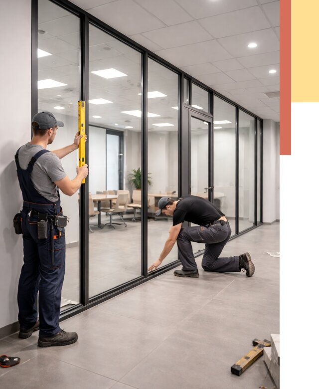 Каркасные стеклянные перегородки в Хабаровске под ключ от 9465 руб. | ОТДЕЛОЧНИК-Хбр