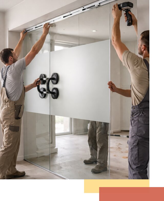 Матовые стеклянные перегородки под ключ в Хабаровске