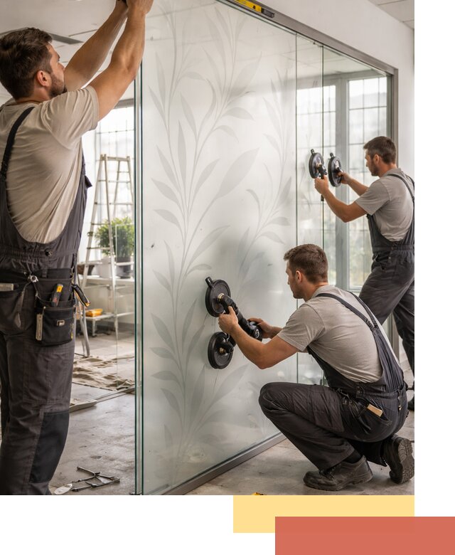 Стеклянные перегородки с рисунком на заказ в Хабаровске