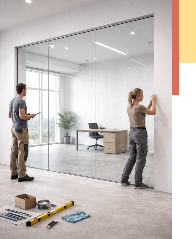 Перегородки из закаленного стекла в Хабаровске от 9774 руб. под ключ | ОТДЕЛОЧНИК-Хбр