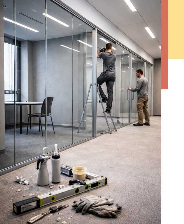 Стеклянные офисные перегородки в Хабаровске от 8745 руб. — монтаж и установка | ОТДЕЛОЧНИК-Хбр