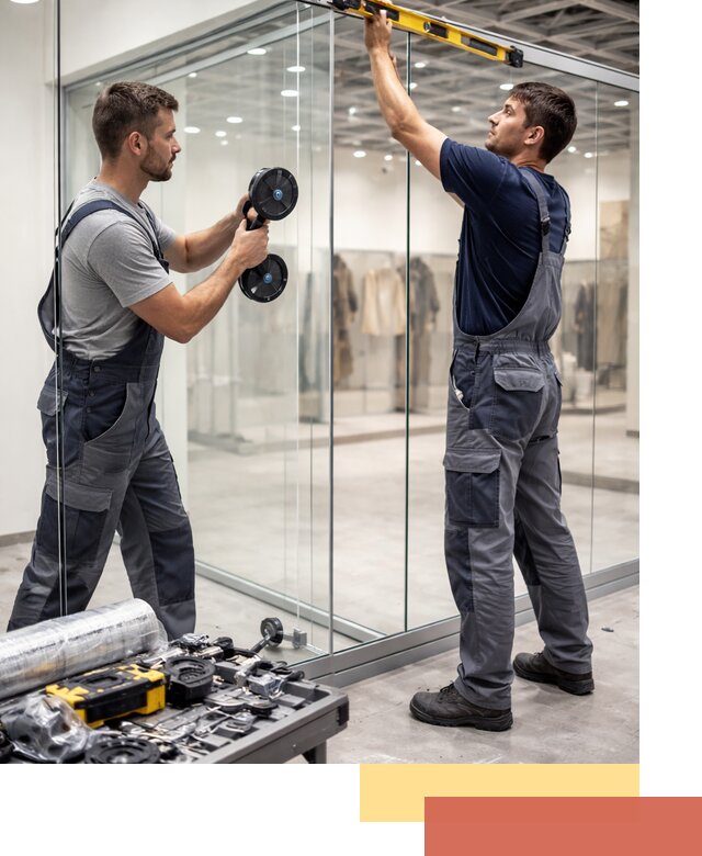 Стеклянные перегородки для магазинов в Хабаровске — монтаж и установка