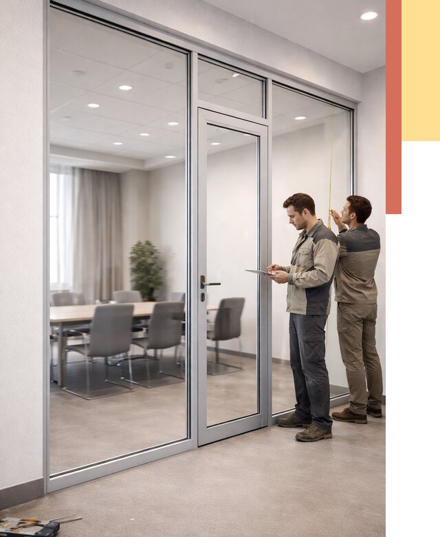 Установка и монтаж алюминиевых перегородок со стеклом в Хабаровске от 8436 руб. | ОТДЕЛОЧНИК-Хбр