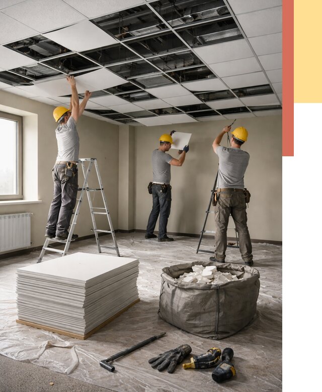 Демонтаж потолка Армстронг в Хабаровске от 4630 руб. быстро и недорого | ОТДЕЛОЧНИК-Хбр