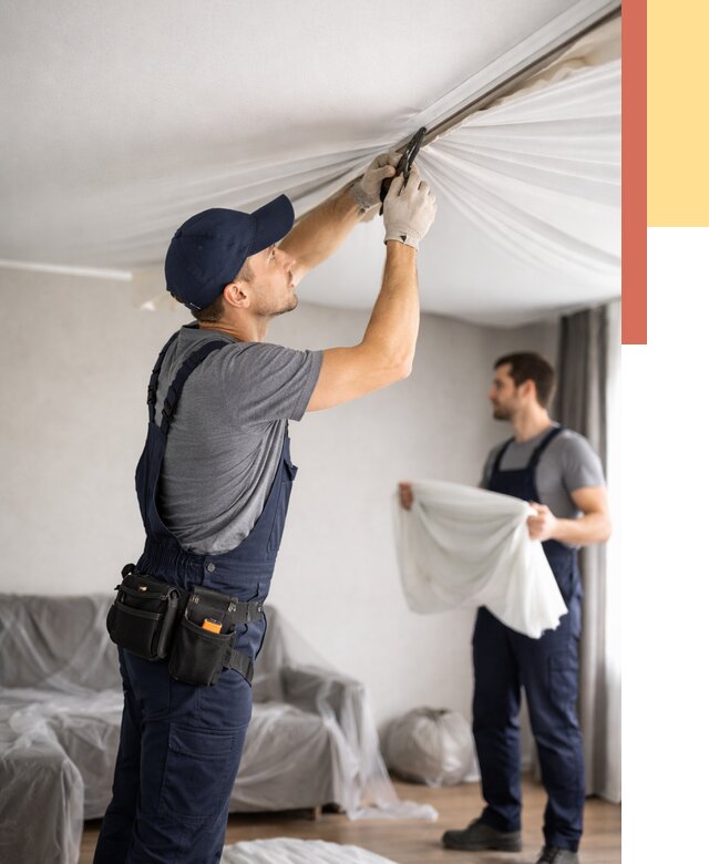 Демонтаж натяжного потолка в Хабаровске от 4630 руб. — снятие и разбор под ключ | ОТДЕЛОЧНИК-Хбр