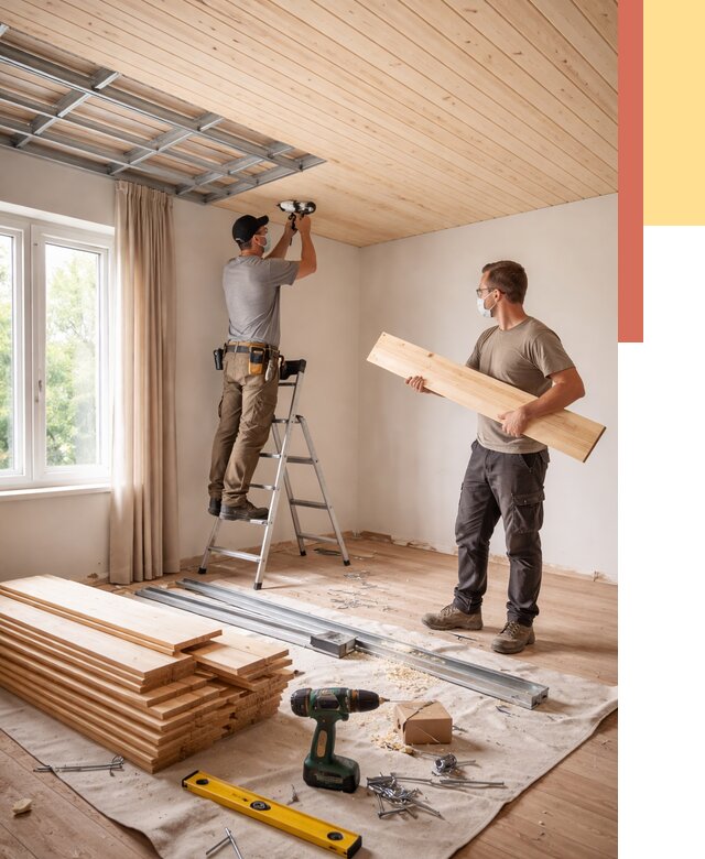 Монтаж потолка из вагонки в Хабаровске от 6687 руб. | Быстро и недорого — ОТДЕЛОЧНИК-Хбр