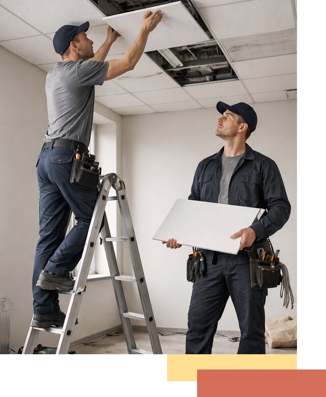 Обслуживание подвесного потолка в Хабаровске — ремонт и чистка