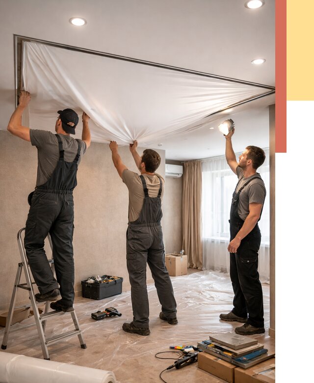 Монтаж ПВХ натяжного потолка в Хабаровске от 3601 руб. под ключ | ОТДЕЛОЧНИК-Хбр