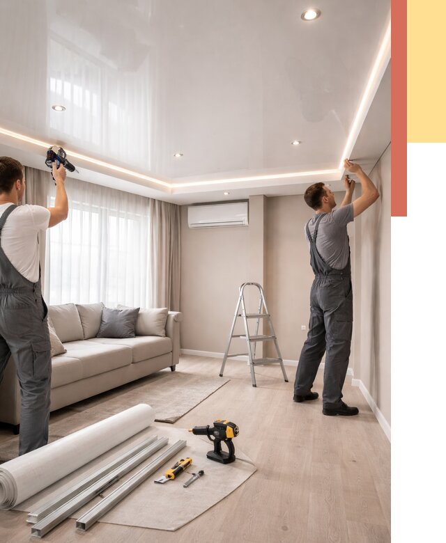 Монтаж глянцевого натяжного потолка в Хабаровске от 772 руб. под ключ | ОТДЕЛОЧНИК-Хбр