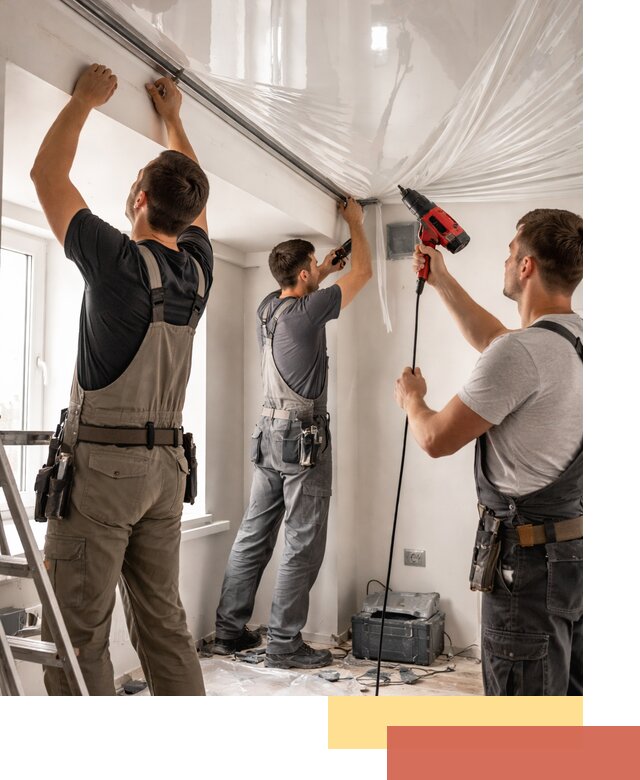 Монтаж глянцевого натяжного потолка в Хабаровске быстро и качественно