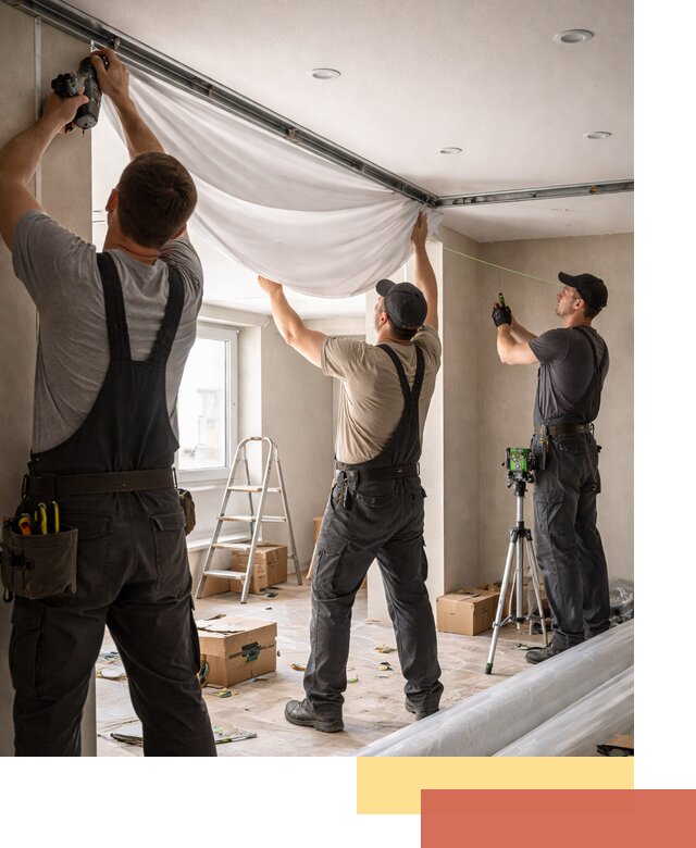 Монтаж парящего натяжного потолка под ключ в Хабаровске