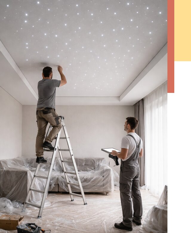 Монтаж натяжного потолка «звездное небо» в Хабаровске от 6687 руб. | ОТДЕЛОЧНИК-Хбр