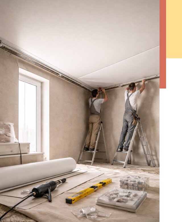 Монтаж натяжного потолка в спальне в Хабаровске от 3909 руб. под ключ | ОТДЕЛОЧНИК-Хбр