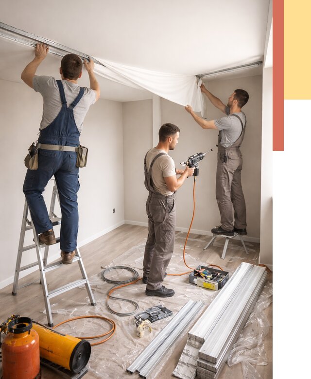 Монтаж натяжного потолка в студии в Хабаровске от 5658 руб. — быстро и недорого | ОТДЕЛОЧНИК-Хбр