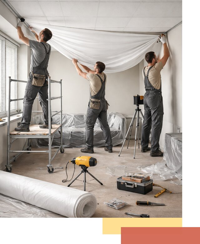 Монтаж натяжного потолка в офисе в Хабаровске