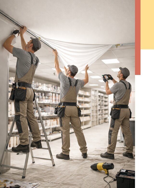 Монтаж натяжного потолка в магазине в Хабаровске от 4630 руб. быстро и недорого | ОТДЕЛОЧНИК-Хбр