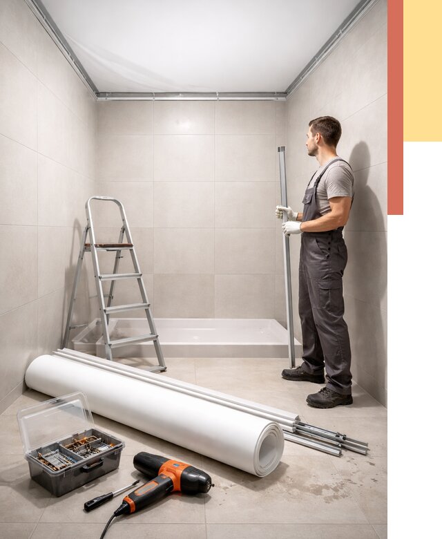 Монтаж натяжного потолка в санузле в Хабаровске от 1903 руб. — ОТДЕЛОЧНИК-Хбр