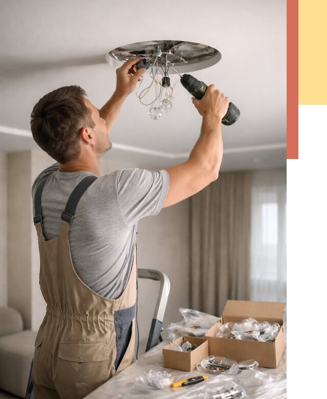 Установка люстры в натяжной потолок в Хабаровске от 1235 руб. | Быстро и недорого — ОТДЕЛОЧНИК-Хбр