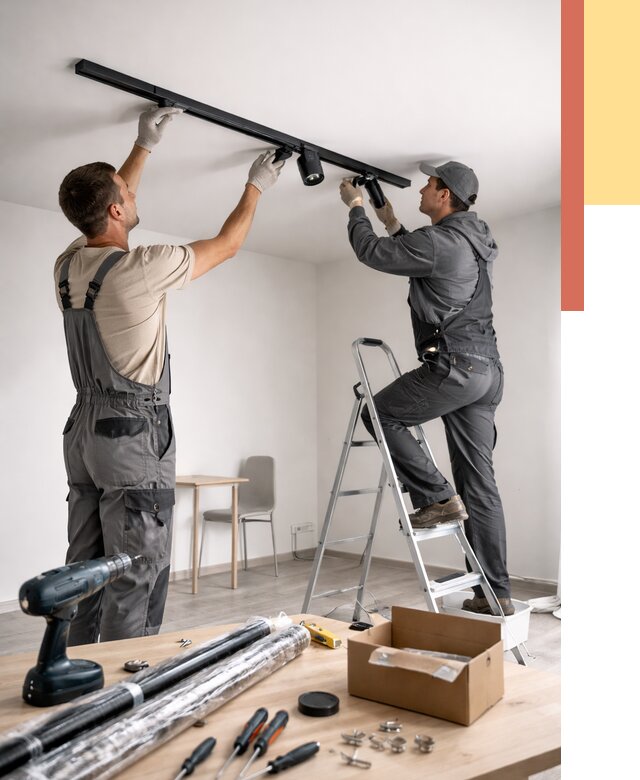 Установка трековых светильников в натяжной потолок в Хабаровске от 4321 руб. | ОТДЕЛОЧНИК-Хбр