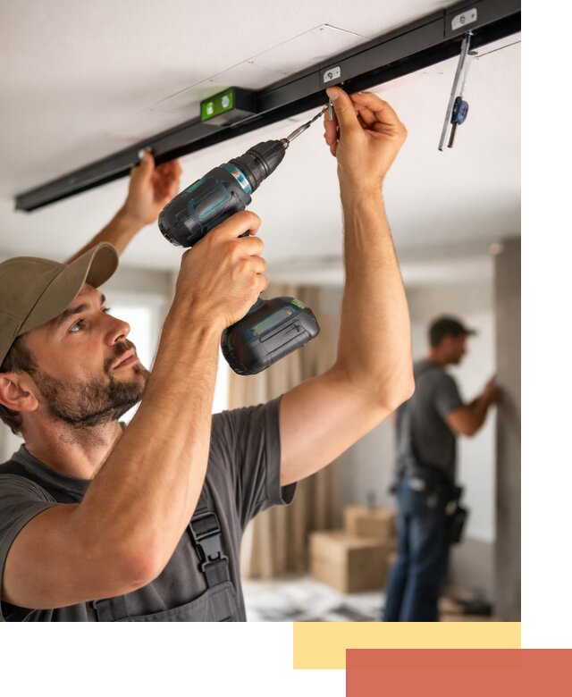 Установка трековых светильников в натяжной потолок в Хабаровске