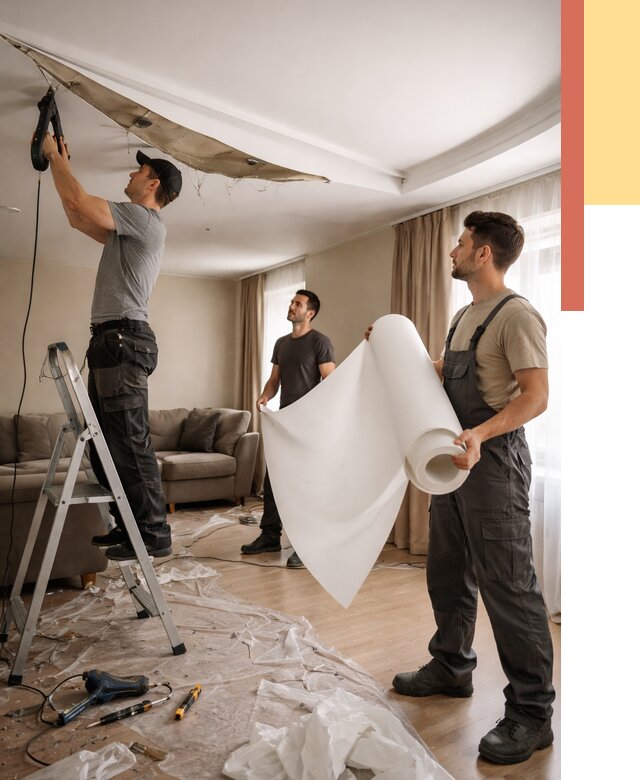 Замена полотна натяжного потолка в Хабаровске от 9774 руб. быстро и недорого | ОТДЕЛОЧНИК-Хбр