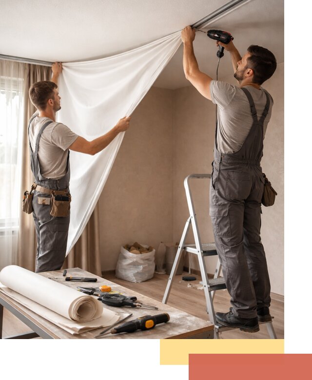 Замена полотна натяжного потолка в Хабаровске быстро и качественно