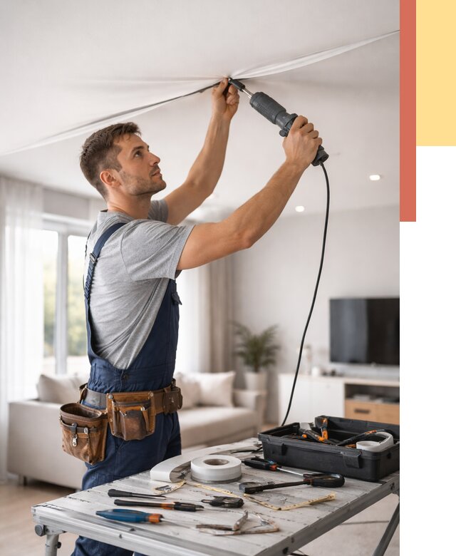 Ремонт натяжных потолков в Хабаровске от 9774 руб. под ключ — ОТДЕЛОЧНИК-Хбр